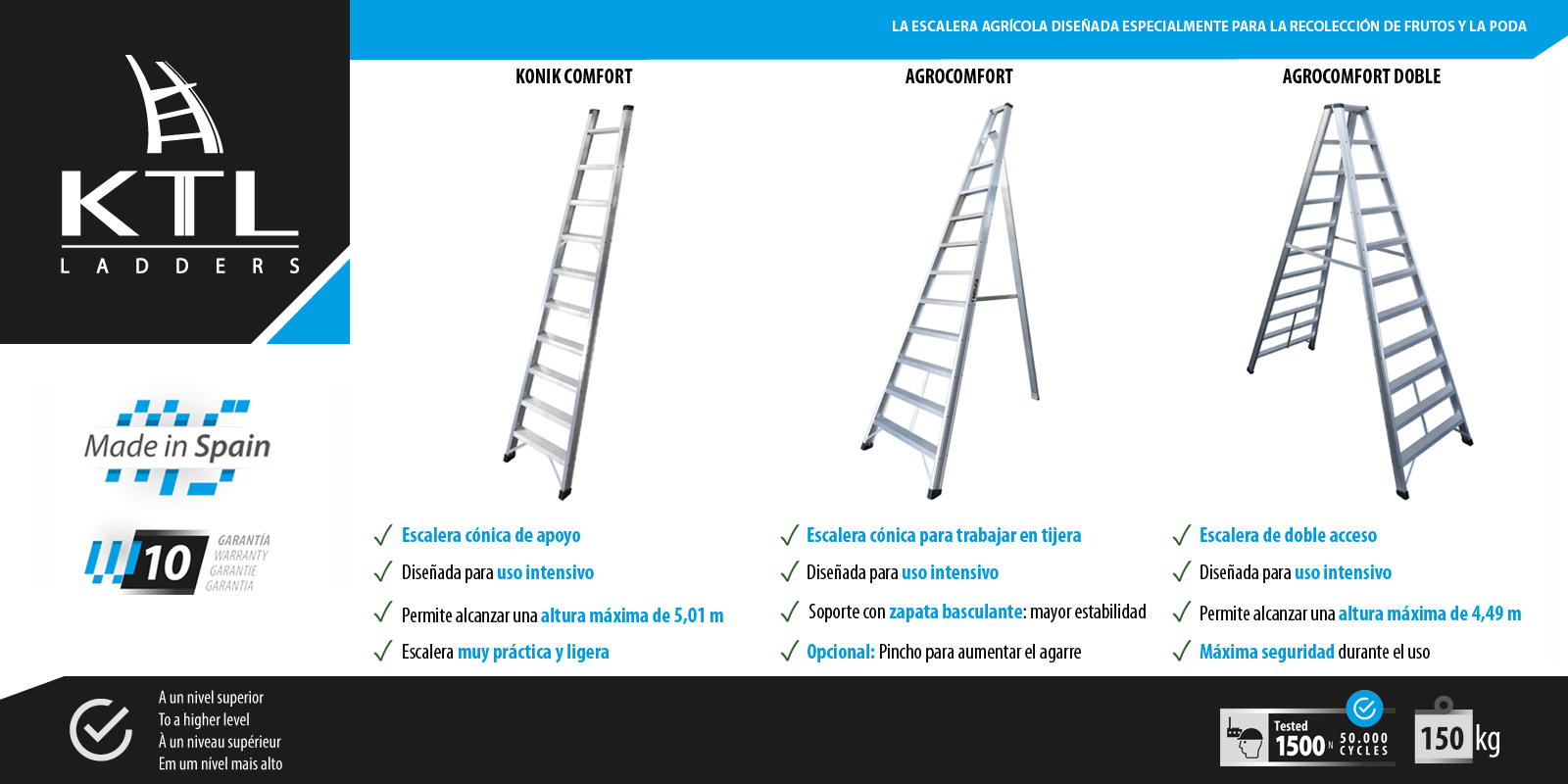 La escalera agrícola, especialmente diseñada para la recolección de frutos y la poda