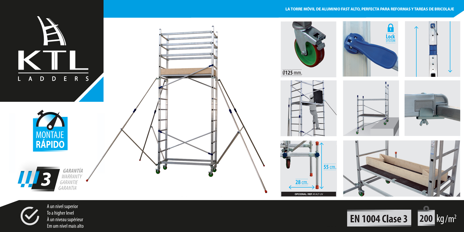 La torre móvil de aluminio FAST ALTO, perfecta para reformas y tareas de bricolaje