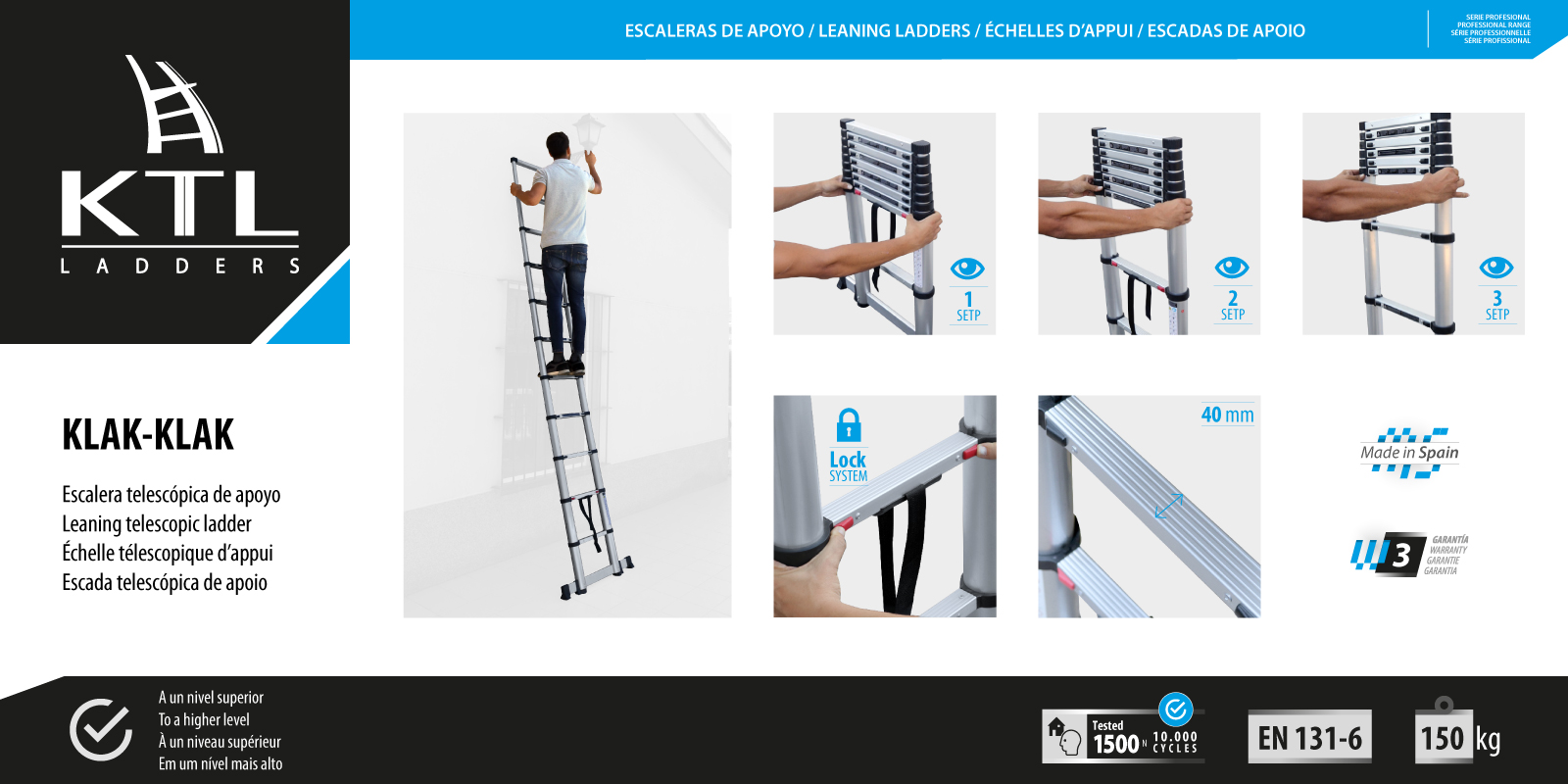 KLAK-KLAK, nueva escalera telescópica de apoyo de KTL-Escaleras