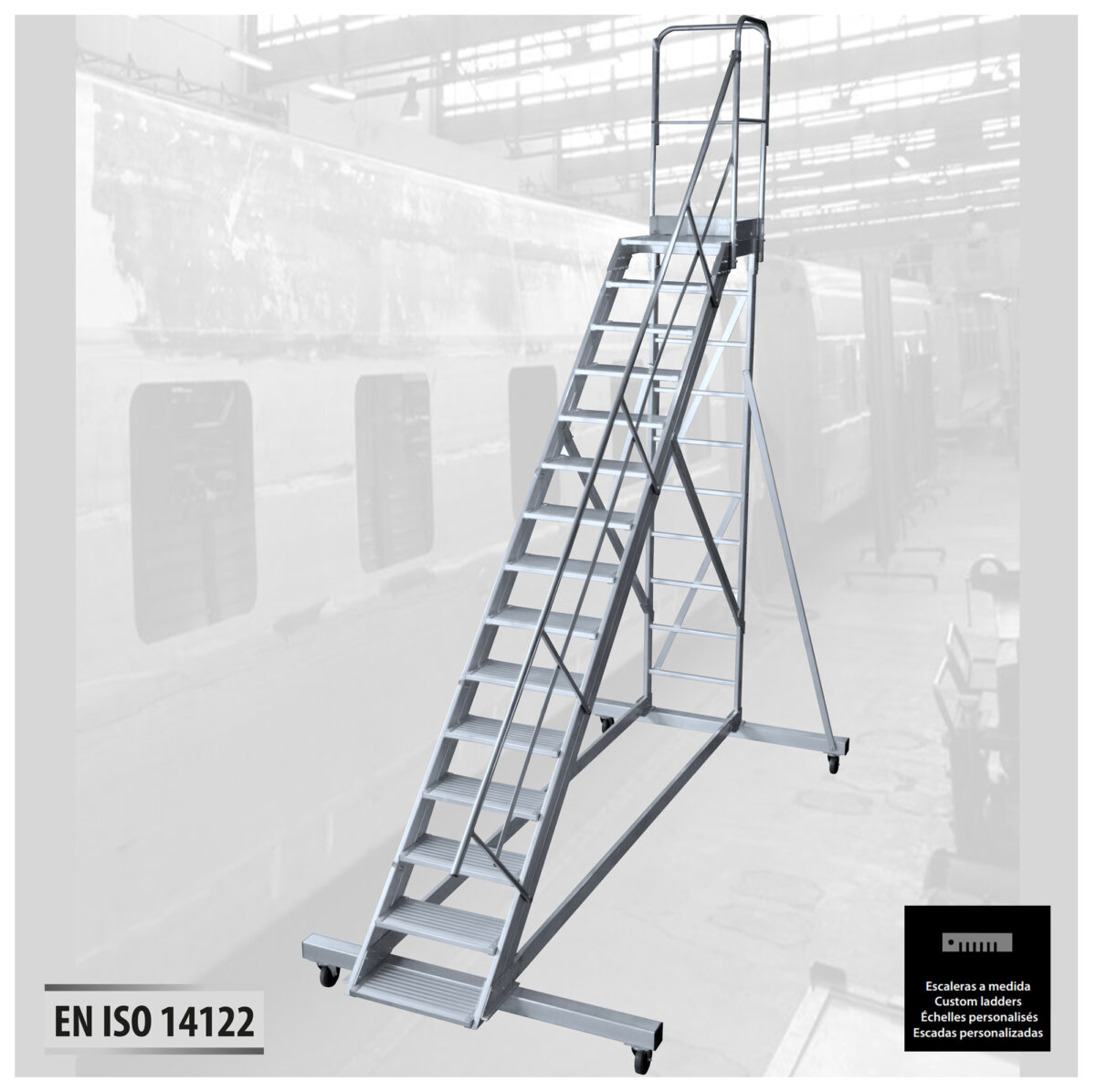 BIG MAX Escalera de plataforma móvil de 45º - EN ISO 14122