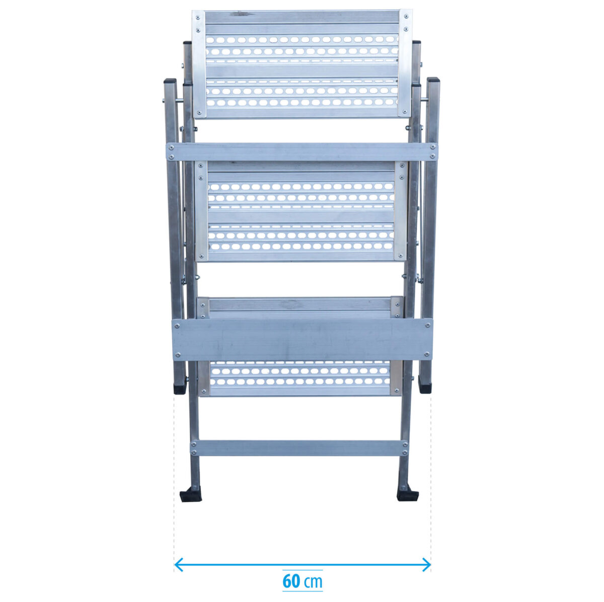 Taburete plegable BIG K-FOLD de KTL-Escaleras en posición frontal plegada.